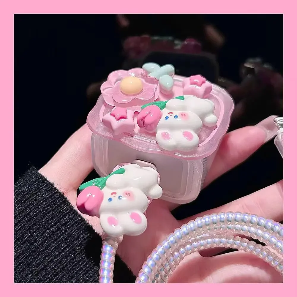 Super Cute Bunny Flower iPhone Charger Cable Protectors P20